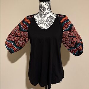 THML top with Embroidered Puff Sleeves